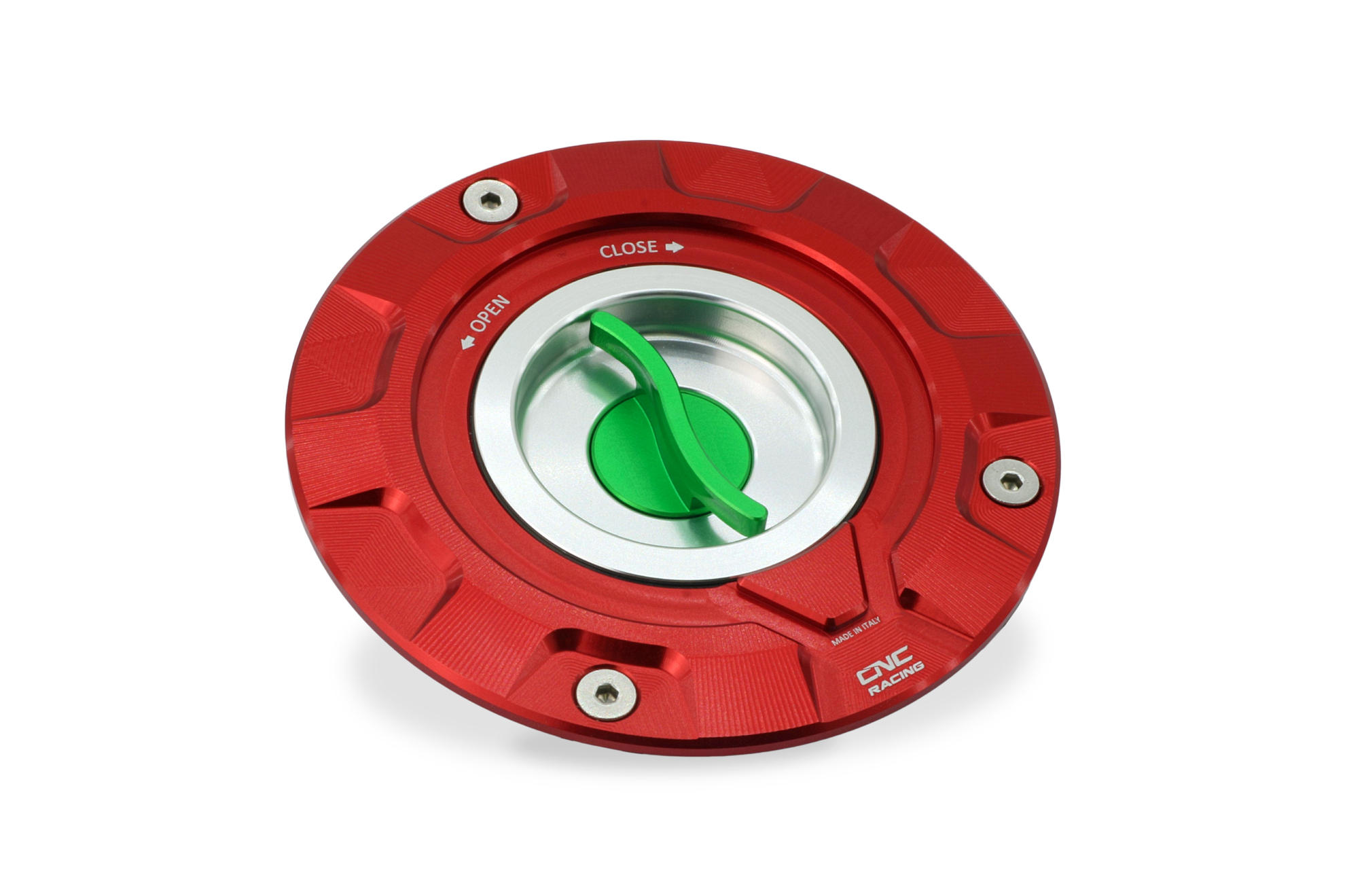 CNC Racing TRICOLORE 'GEAR' Aluminum Gas Cap for newer Ducati's, MV's and Aprilia's
